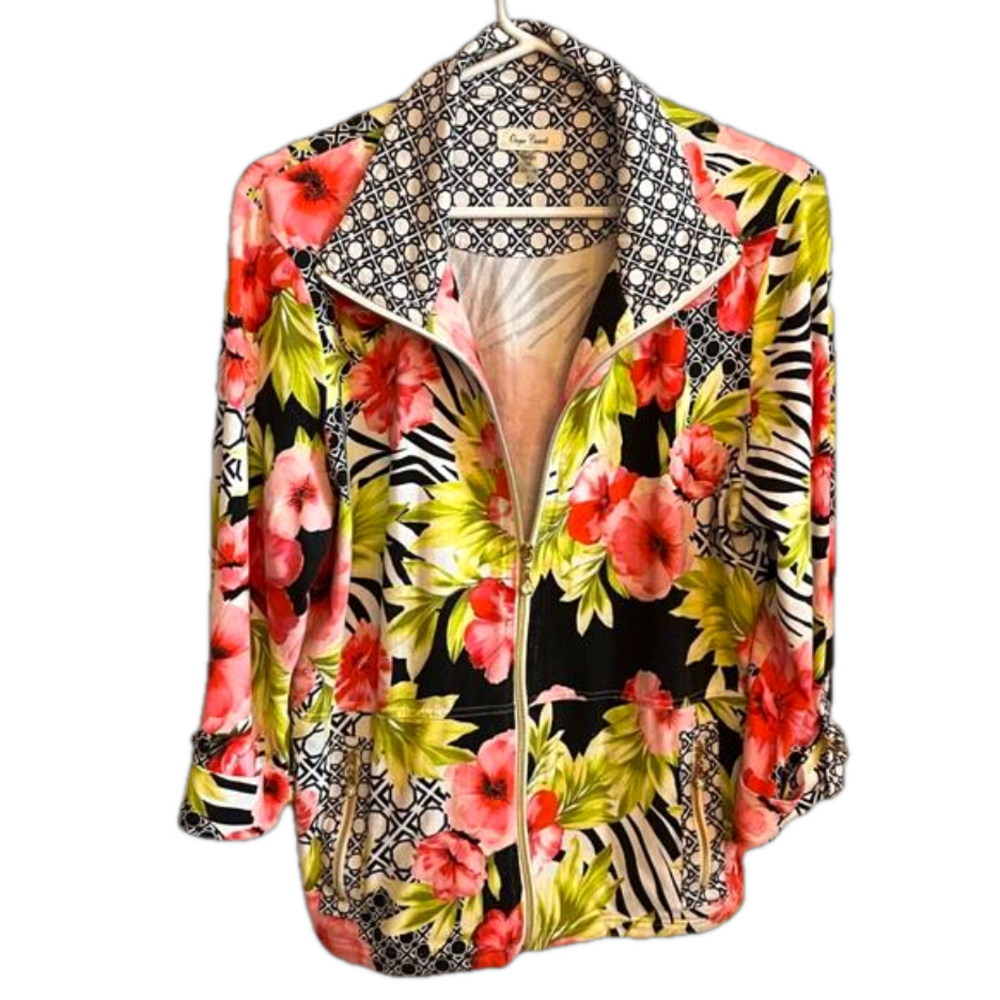 Onque Casuals vibrant zippered cotton blend jacket size L